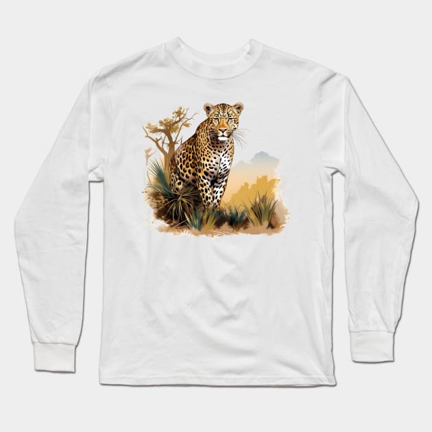 African Leopard Long Sleeve T-Shirt by zooleisurelife